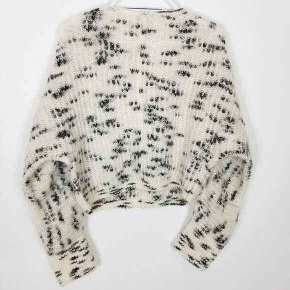 & Other Stories Women Wool Blend Pullover Sweater Sz M Crop Boxy Black White - Picture 4 of 8